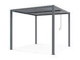 TOUGHOUT Manual Louvre Roof Aluminium Pergola 3m x 3m - Charcoal Grey